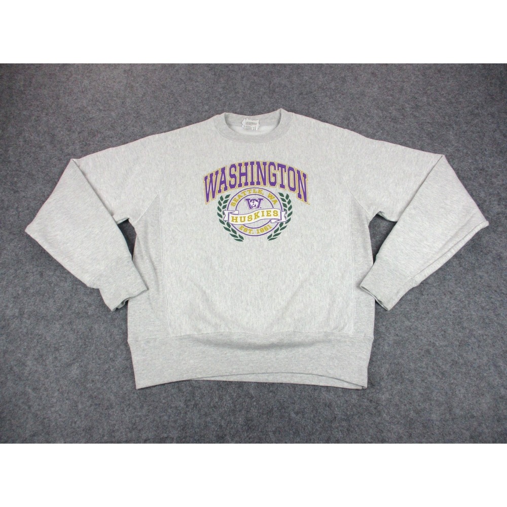 Washington Huskies Sweatshirt Mens Small Gray Champion NCAA College Football